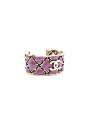 Chanel Bangle Purple Gold CC Logo Chain Bracelet